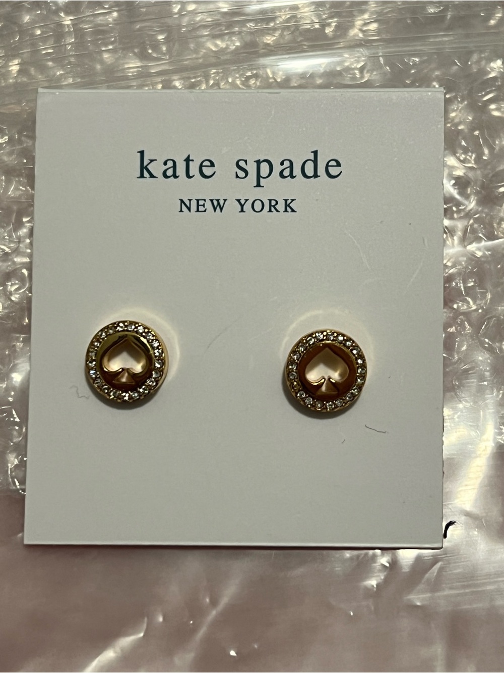 Kate Pade Spot the Spade gold tone earrings